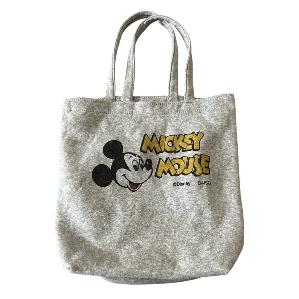 Disney Mickey Mouse Daiso Heather Gray Jersey Tote Bag Graphic Print Shopper - Picture 1 of 6